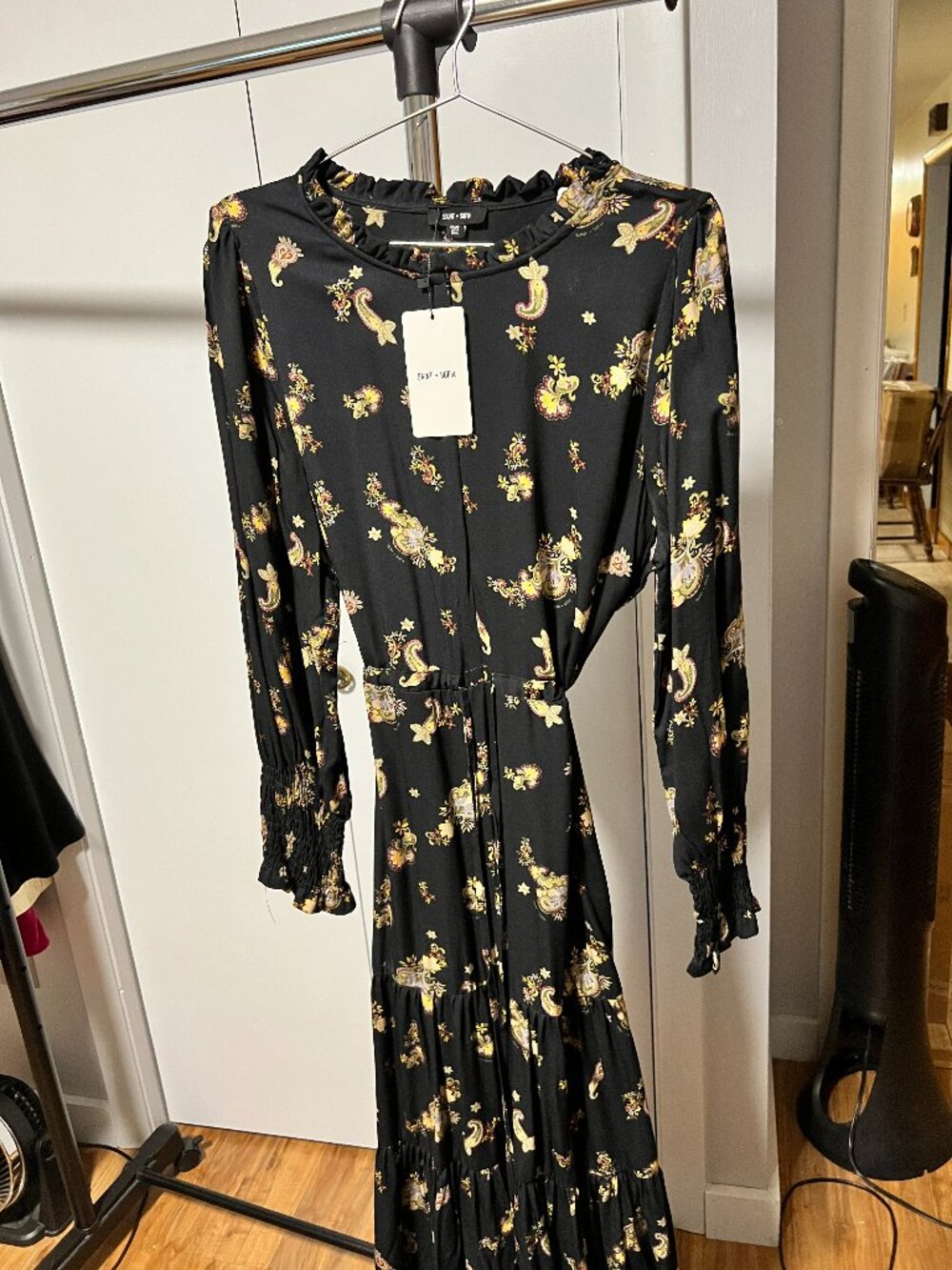 NWT Saint & Sofia Black Paisley Maxi Dress - Sz 12